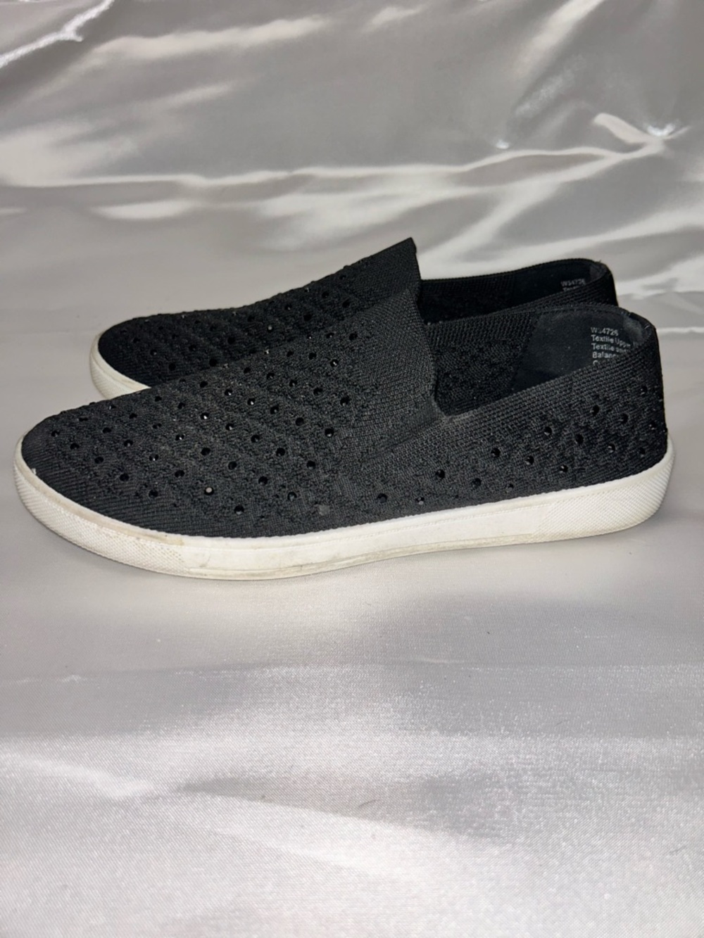 White Mountain Black Gemstone Slip-On Perforated Lightweight Knit Sneakers | US7
